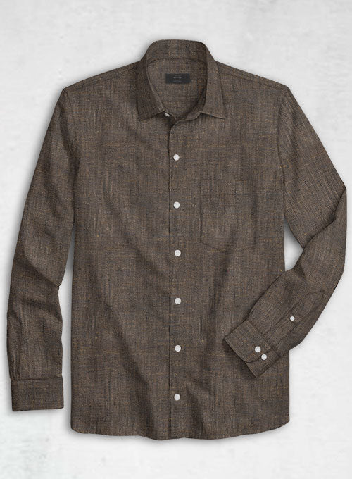 European Dark Brown Linen Shirt - StudioSuits
