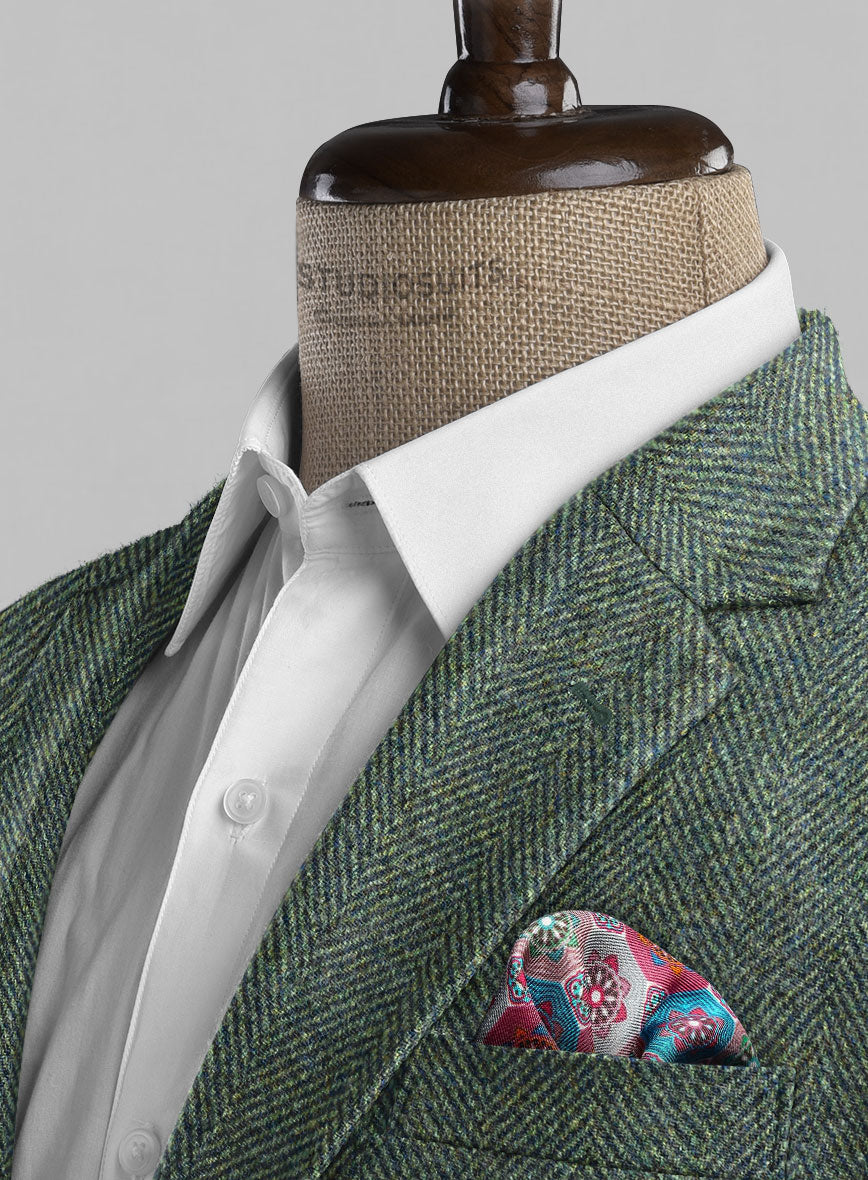 Harris Tweed Wide Herringbone Green Jacket - StudioSuits