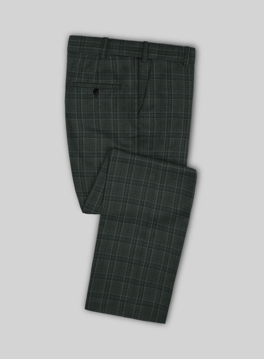 Purple Plaid Pants With Detachable Chain