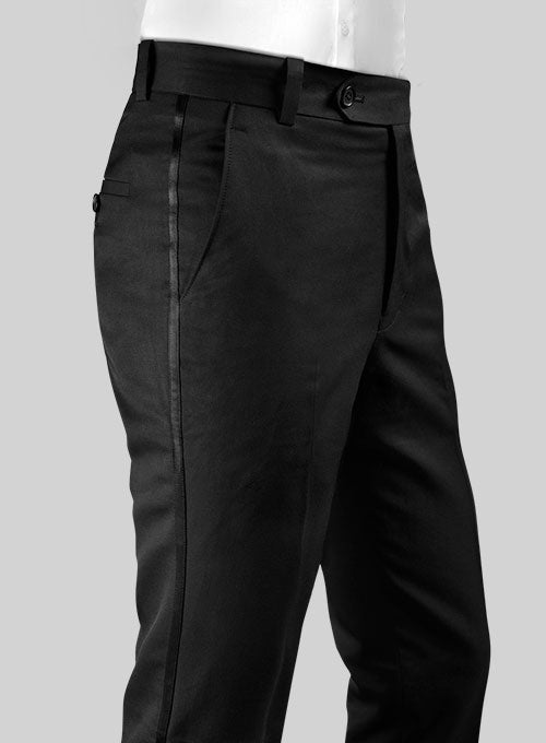 Black Terry Rayon Tuxedo Pants