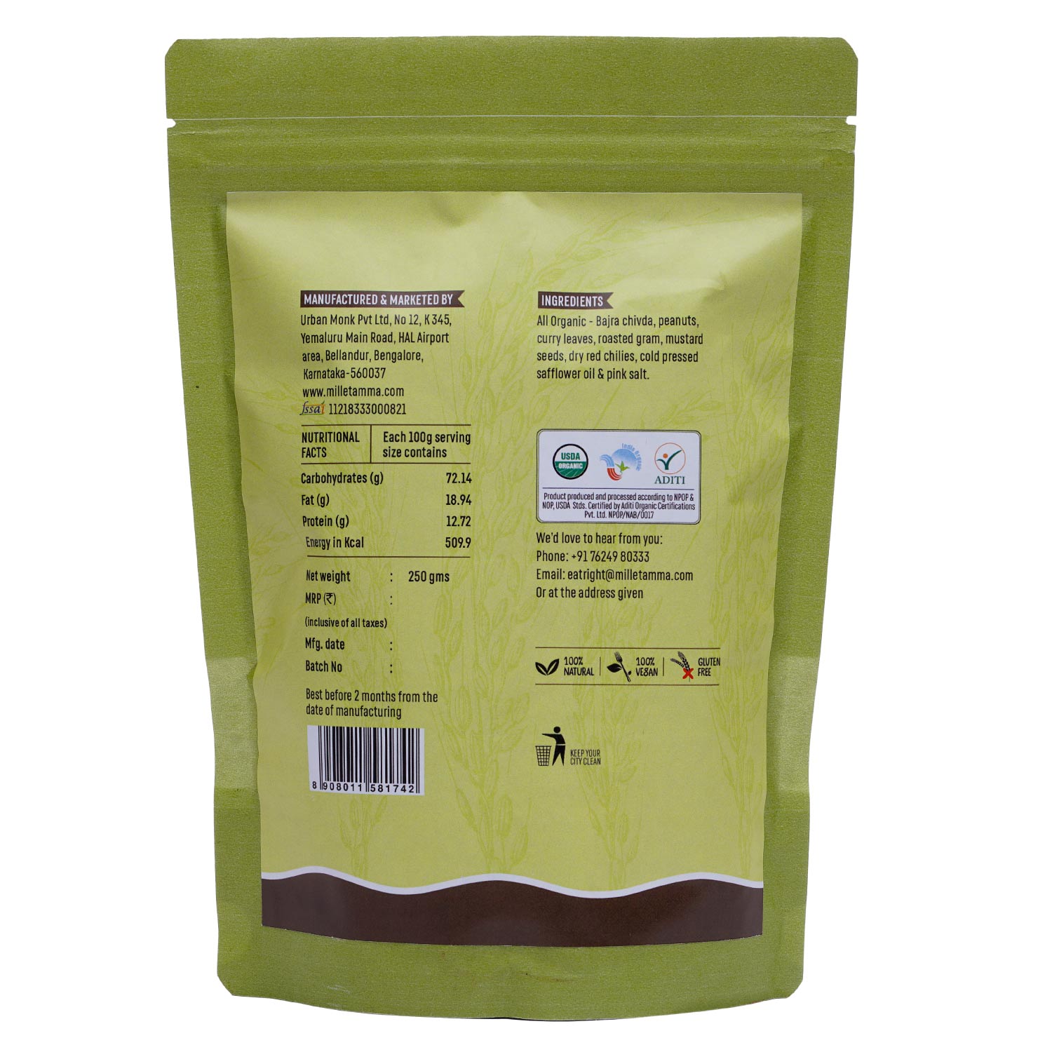 Bajra Millet Chivda Organic 200gm – Millet Amma