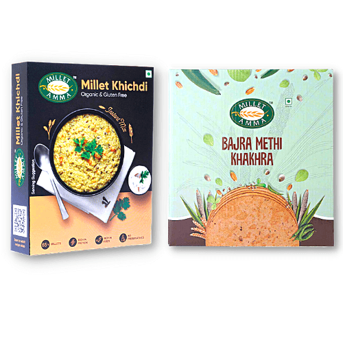 Millet Amma Organic Khichdi and Khakhra Combo Pack of 2 | Millet Khichdi Mix 250g + Bajra Khakhra 180g