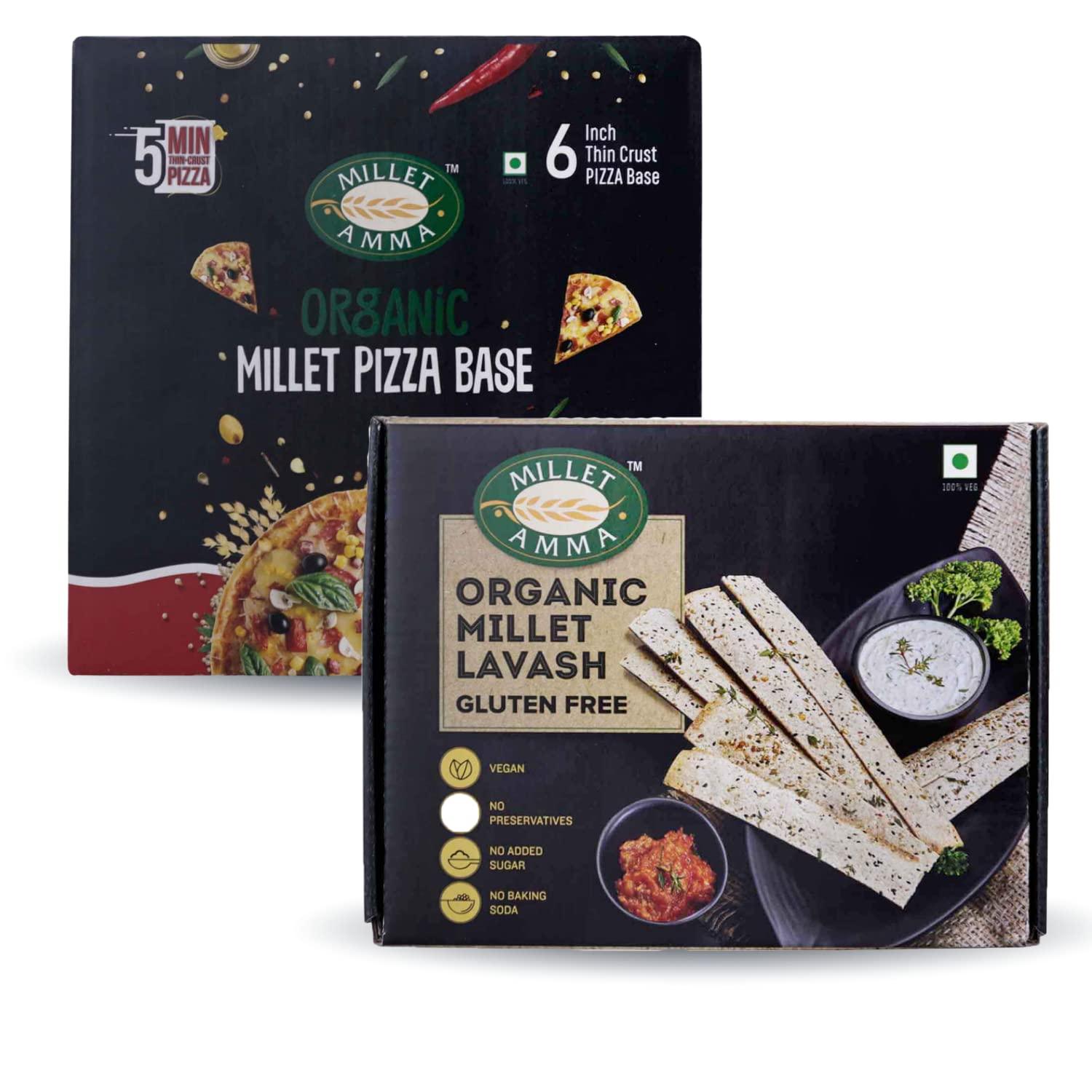 Millet Amma Lavash and Pizza Combo Pack of 2 | Millet Lavash 250g + Millet Pizza Base 200g