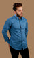 BOLDKNGHT -LYCRA PRINTED- FULL SLEEVES CASUAL BRANDED BLUE SHIRT FOR MEN