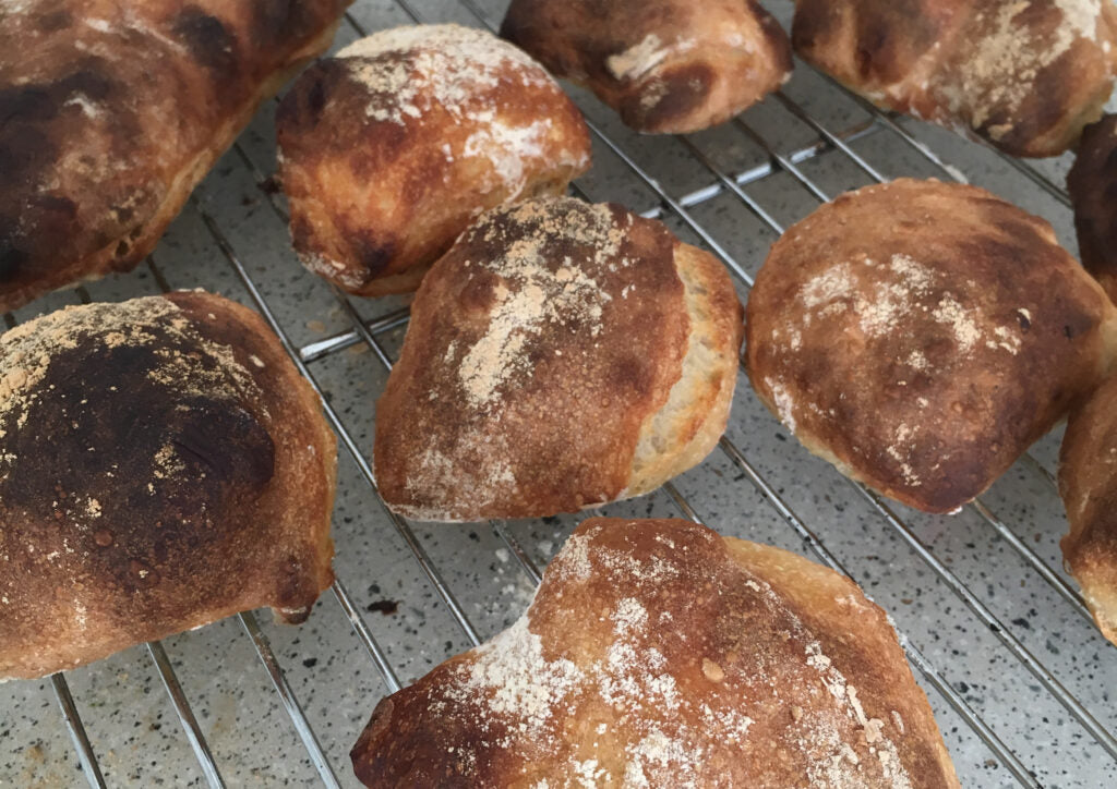 Baked sourdough buns