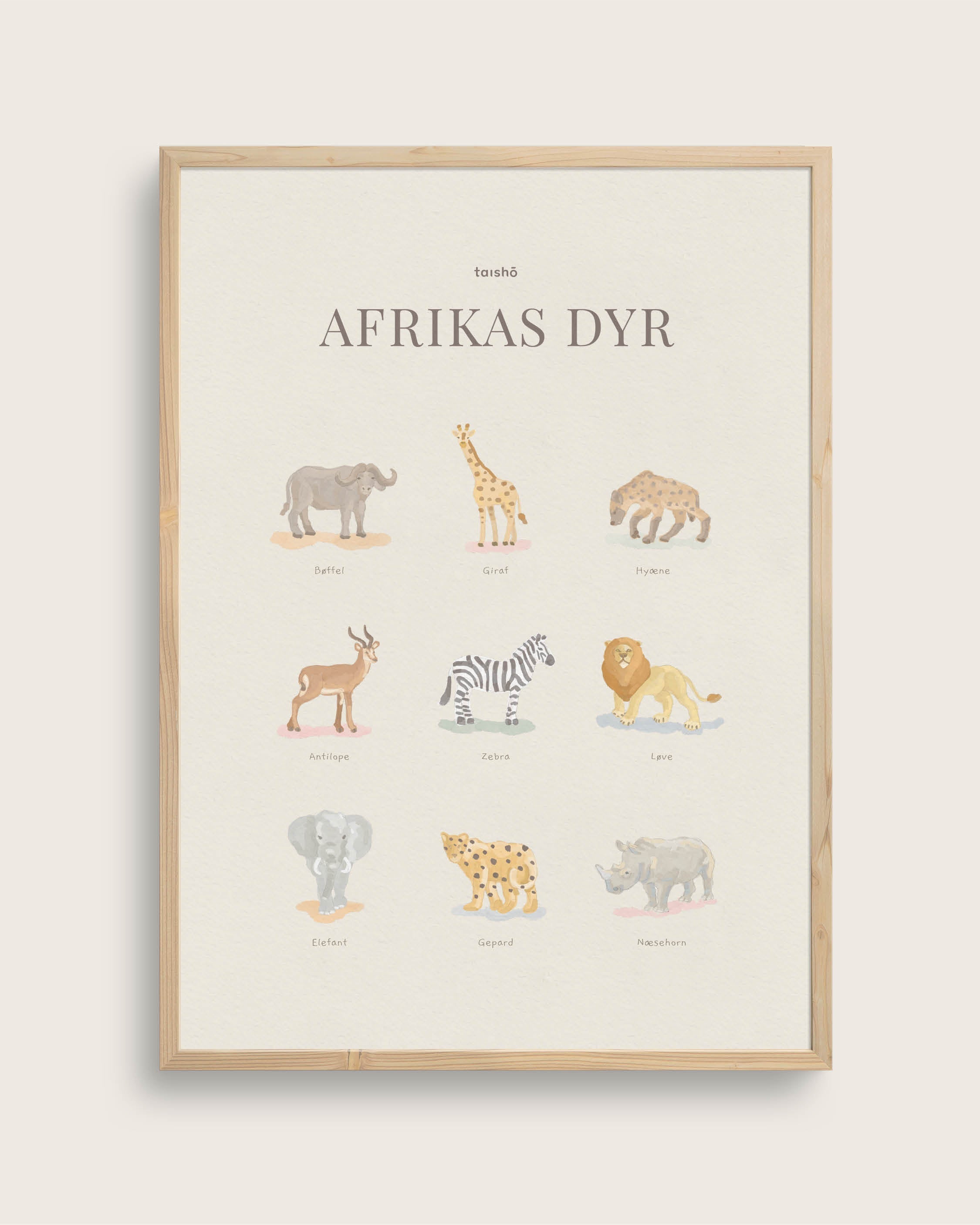 Se Afrikas dyr Størrelse 70x100 (akustikprint inkl. egetræsramme) | Seramikku hos Seramikku.dk