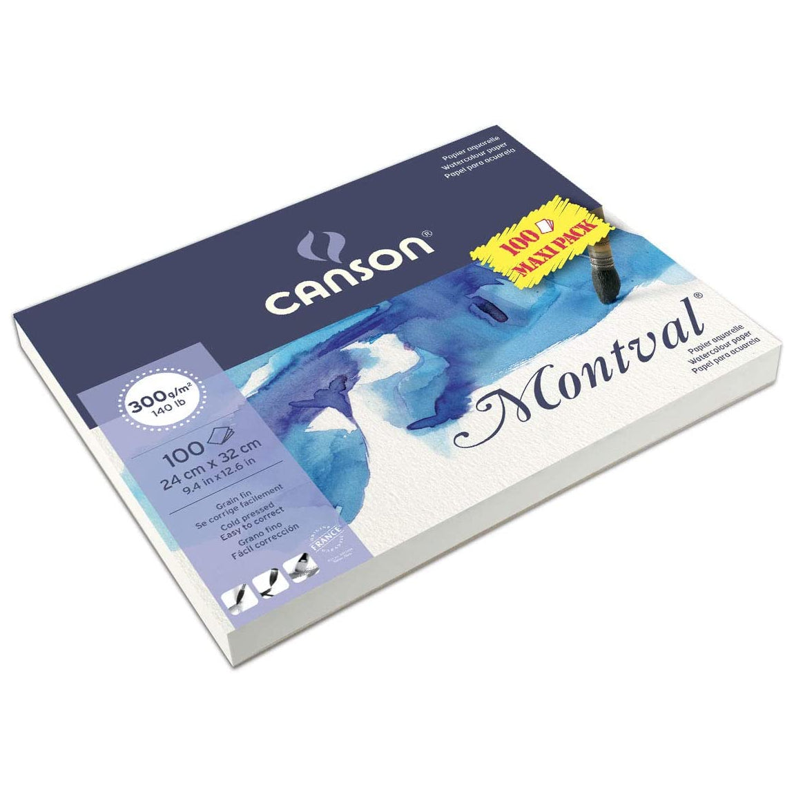 Canson Montval 300gm Watercolor Paper 32 X 41cm Wiro Bind 12