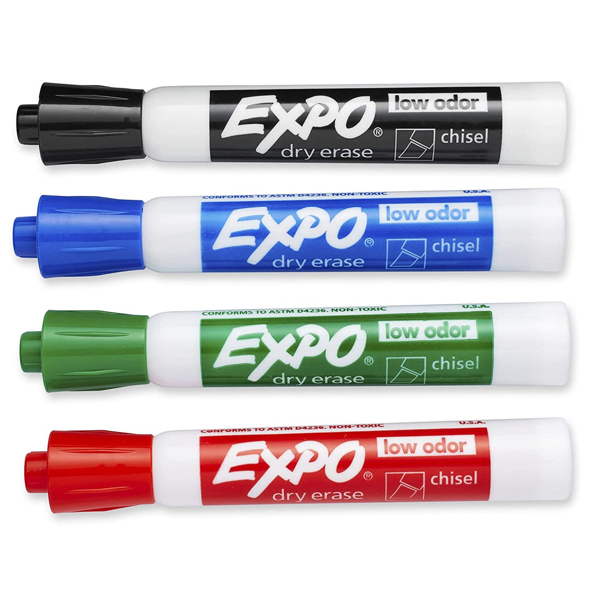 EXPO, Low Odor Dry Erase Markers, Chisel Tip, Set 12 Assorted