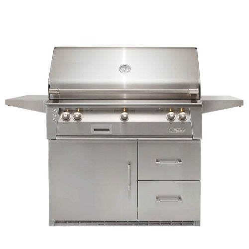 Alfresco ALXE 42 Inch Freestanding Gas Grill With Rotisserie On Refrigerated Base