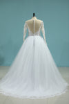 2022 Wedding Dresses Scoop Long Sleeves A Line Tulle With Applique