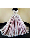 2022 Tulle Off The Shoulder Prom Dresses With Applique Ball Gown Sweep Train