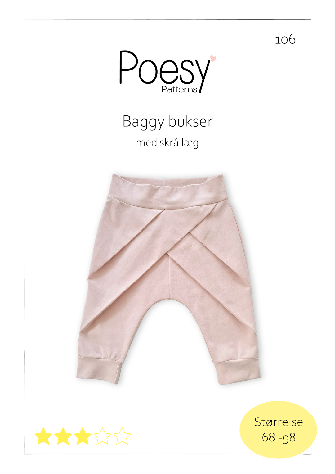 Baggy bukser med skrå læg 106 Poesy patterns