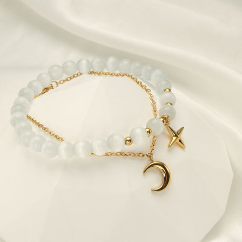 opal bead bracelet with star.
