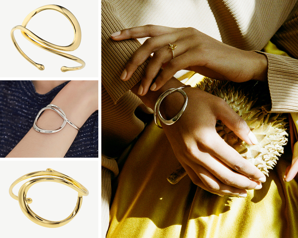 Watery Paths Gold Bangle Bracelet