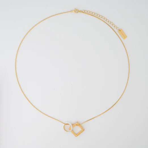 Nemy Stones And White Enamel Hoops Gold Necklace
