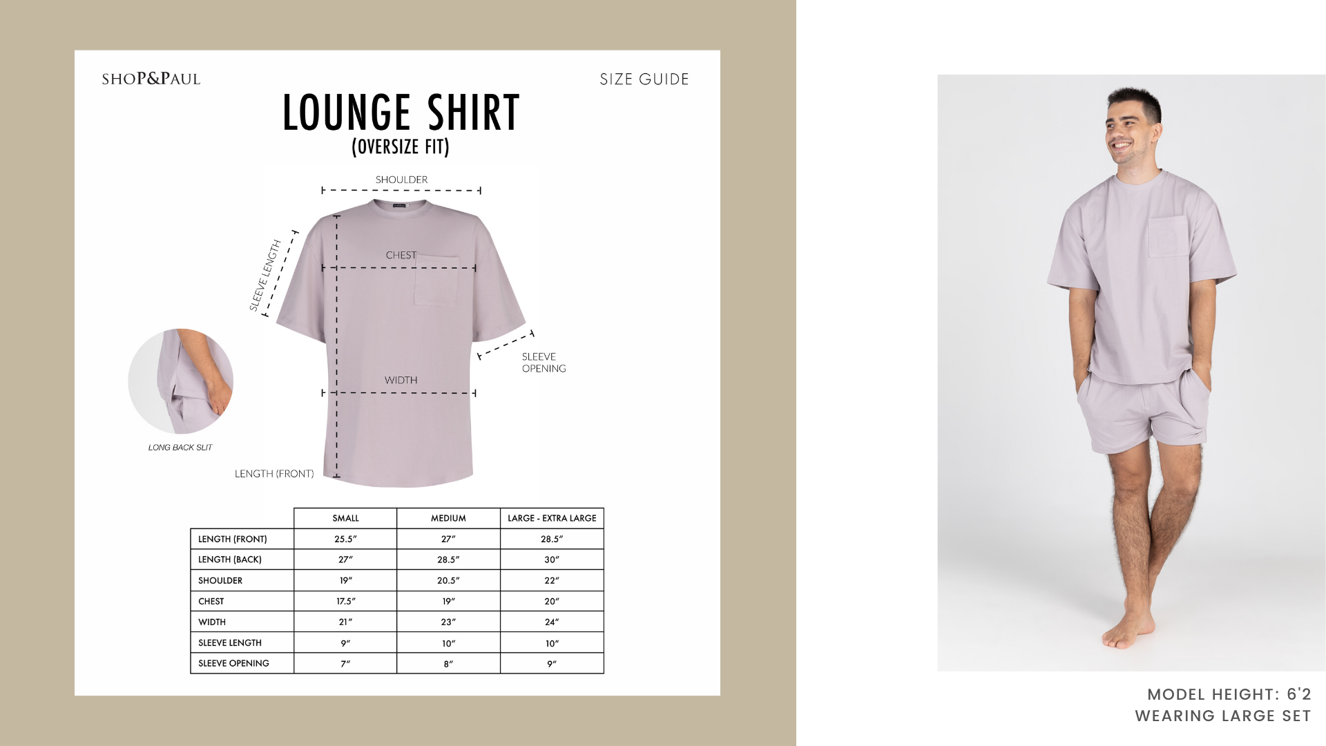 size guide lounge shirt