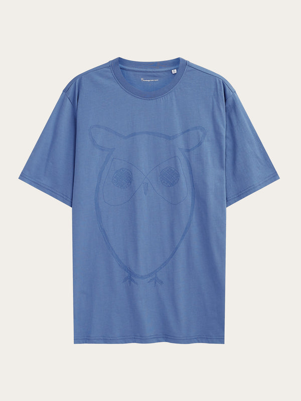 Regular short sleeve heavy single owl cross stitch print t-shirt - GOTS/ Vegan - Moonlight Blue von KnowledgeCotton Apparel© kaufen