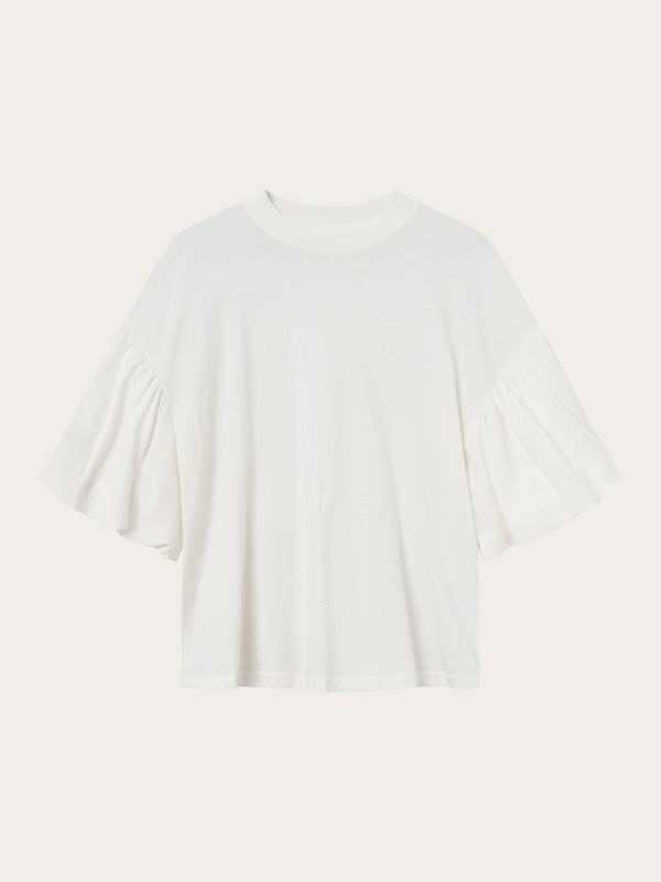 White Balloon Sleeve Cotton Shirt