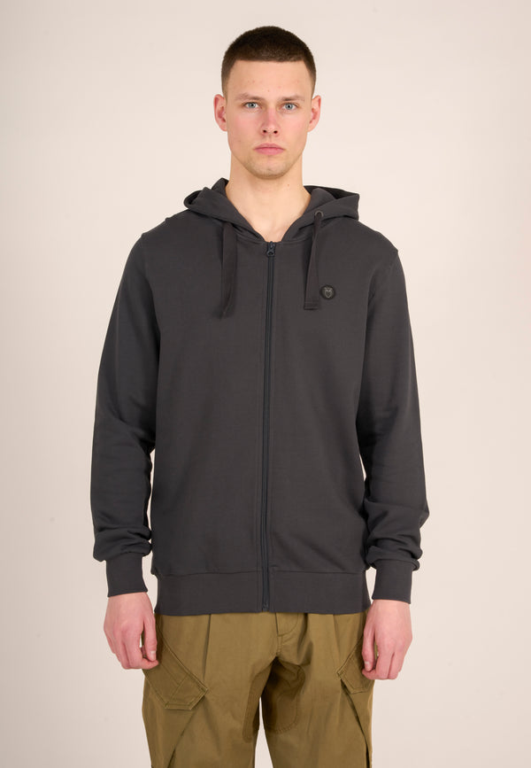 Buy Zip hood - Apparel® Jet basic sweat - Black from KnowledgeCotton badge