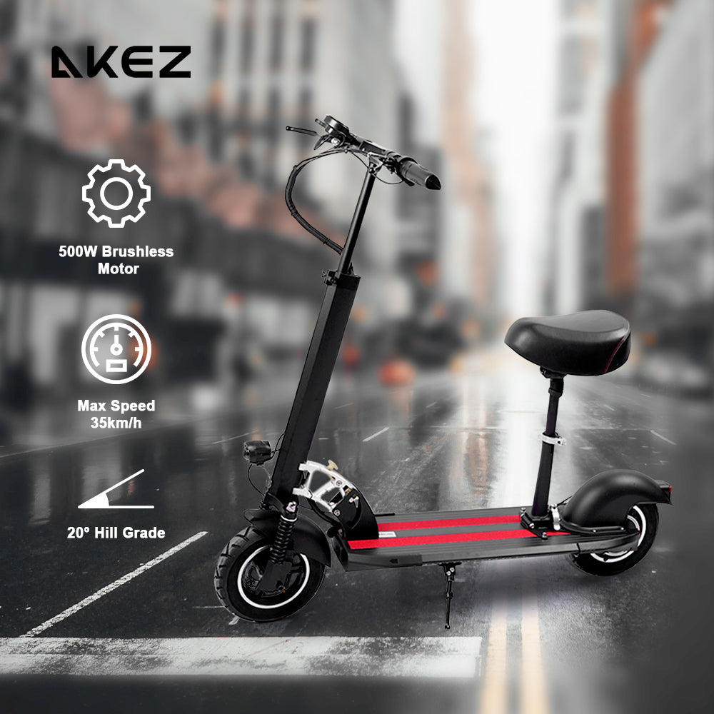 Buy AKEZ 11SQ Dual Motors 1000W 11 Inches Electric Scooter w/ Seat Vacuum  Tyre Front& Rear Suspension - Black - MyDeal