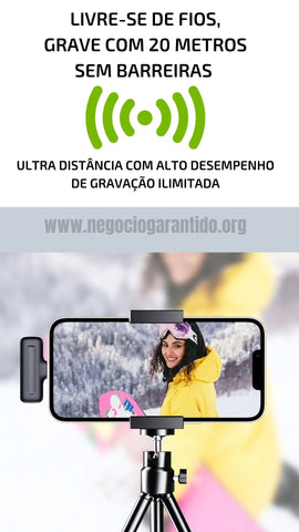 Microfone de Lapela Sem Fio Premium