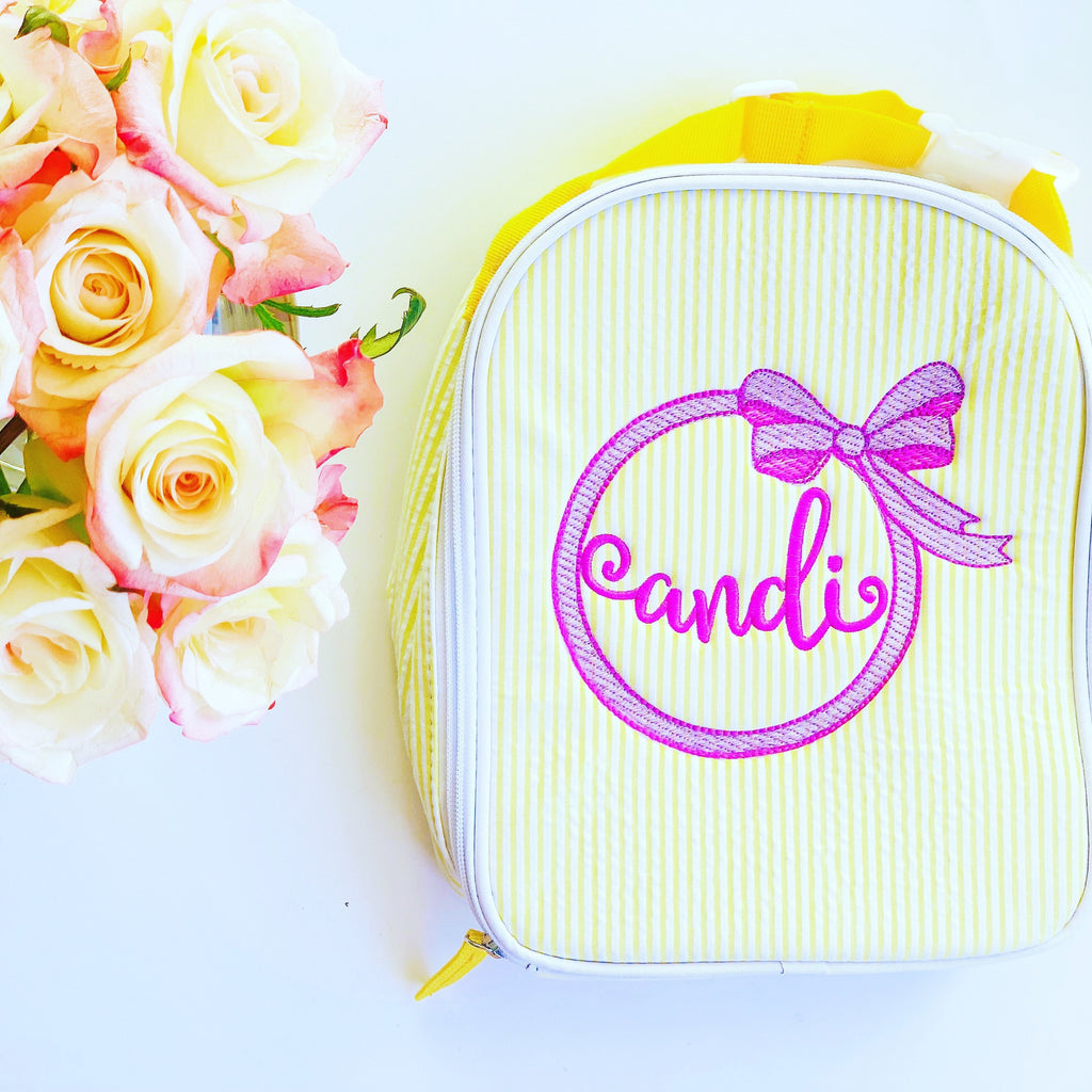 Monogrammed Seersucker Lunchbox, Seersucker Insulated Lunch Bag, Seers –  Shop Molly Ellen