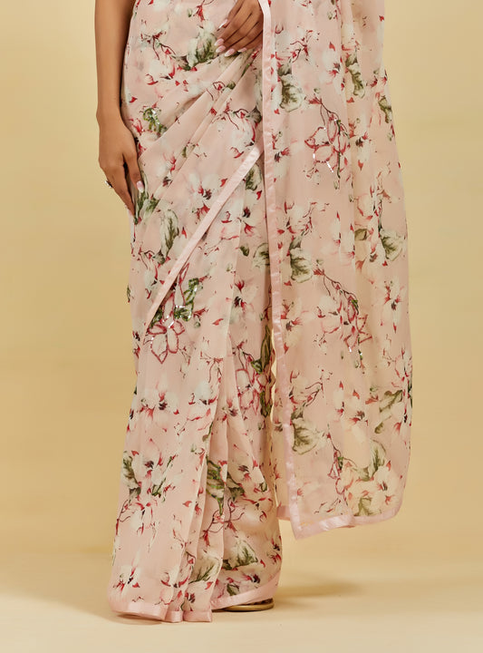 Natalie Printed Highlighted French Chiffon Saree