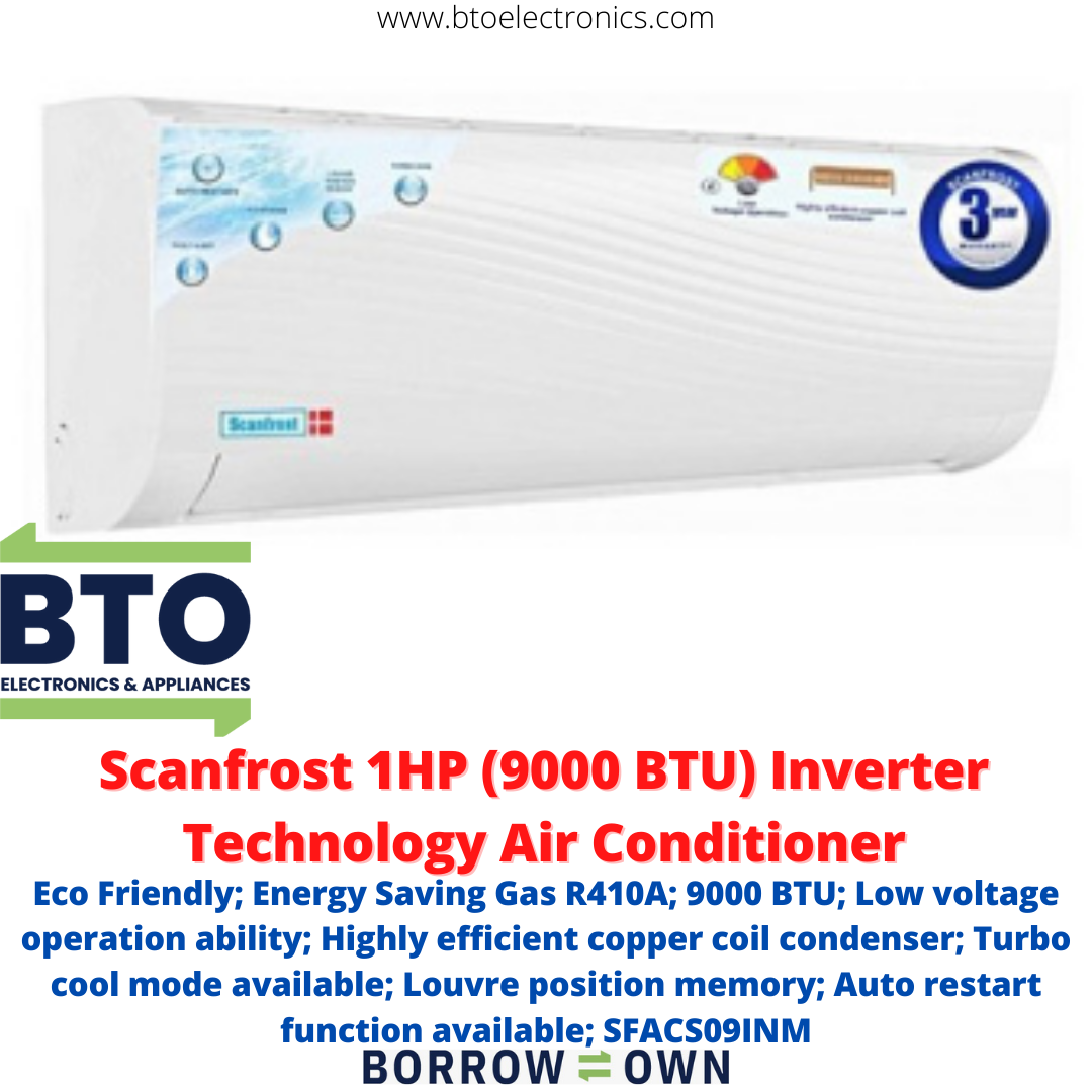 Scanfrost 1hp 9000 Btu Inverter Technology Air Conditioner Bto Electronics And Appliances 9552