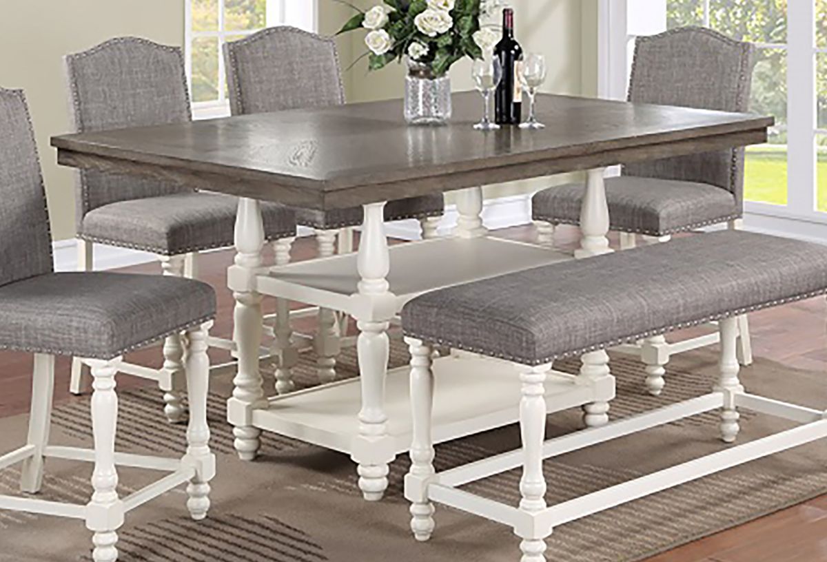 Crown Mark Furniture Langley Counter Height Table in Gray