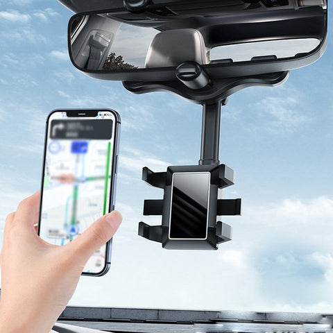 Kaufe 360° Auto-Rückspiegel-Telefonhalter für die Automontage, Telefon- und  GPS-Halterung, unterstützt drehbaren, verstellbaren Teleskop-Telefonständer