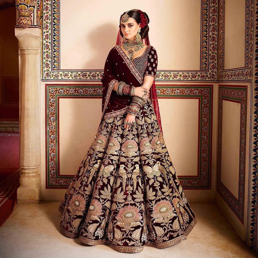 Velvet Semi-Stitched Dark Maroon Bridal Lehenga, Size: Free Size at Rs 6499  in Surat