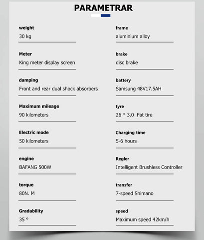 Shengmilo MX03 Parameterliste