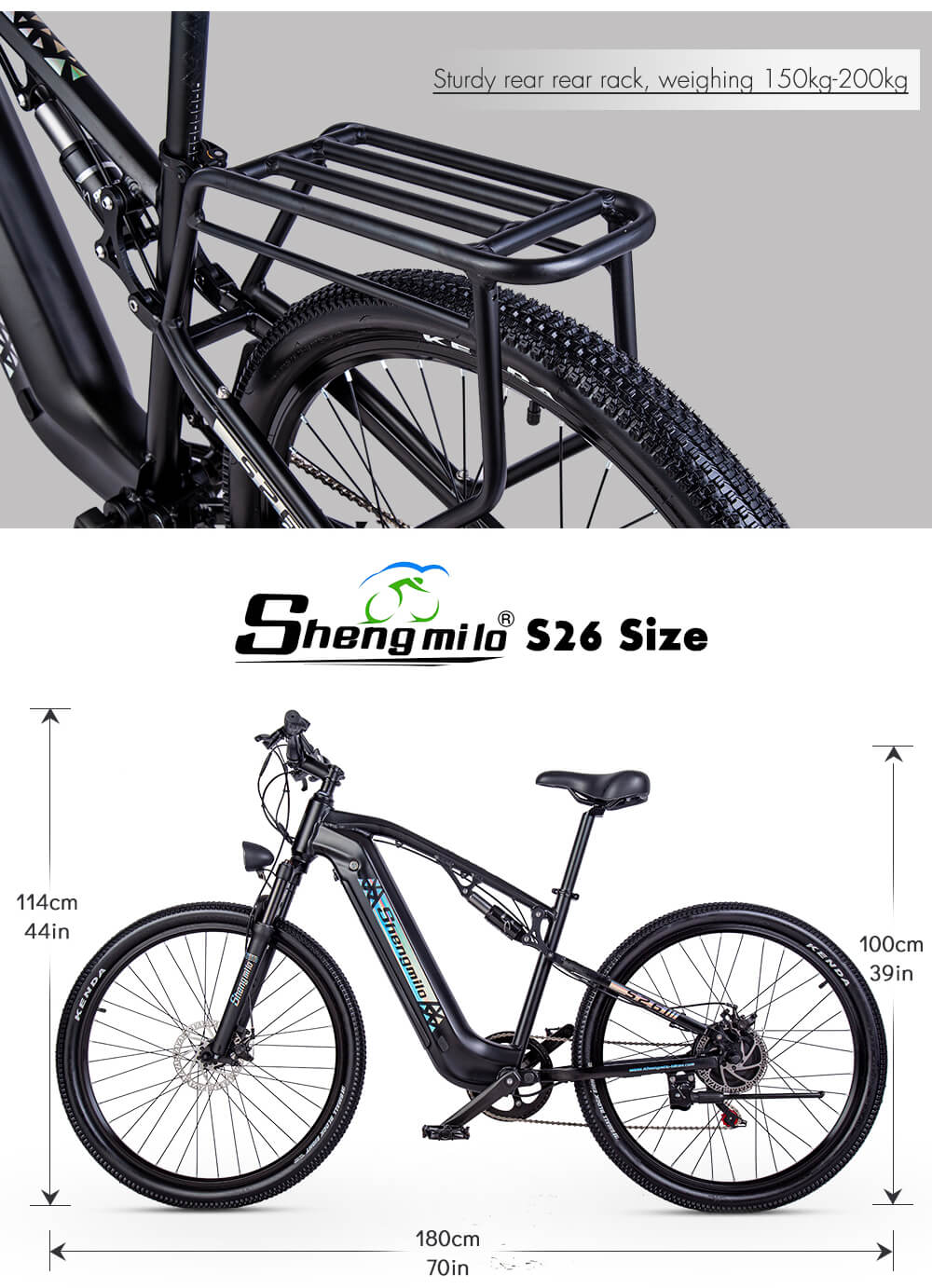Shengmilo s26 comes with a sturdy rear seat frame. Worry-free transport of people and cargo