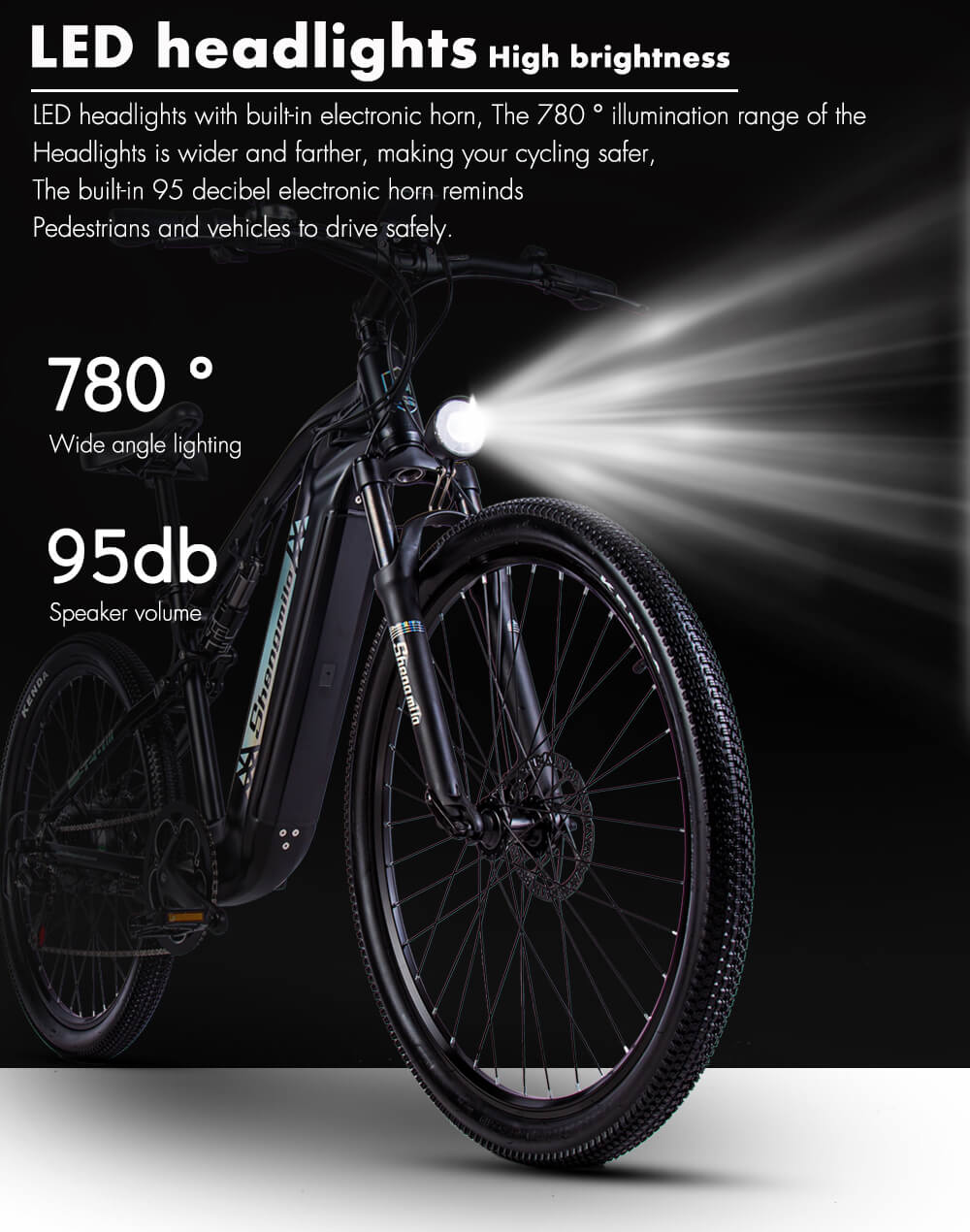 Shengmilo S26 Pedal Assist Electric Bike Bright Headlight