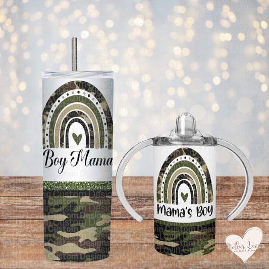 Mama's Boy and Boy Mom Tumbler Set