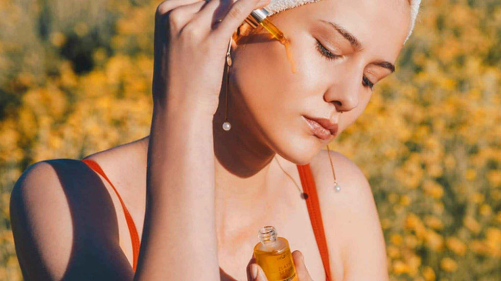 girl holding natural cosmetics