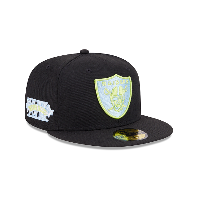 Las Vegas Raiders Chartreuse Visor 59FIFTY Fitted Hat, Black - Size: 7 3/8, NFL by New Era