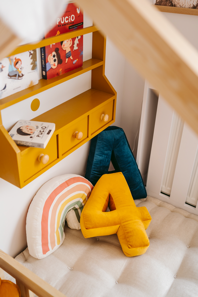 velvet number 4 in yellow on bed as twins room decoration ideas