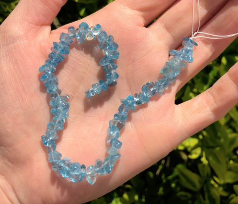 Aquamarine Crystal Necklace - Choker necklace- Crystal charm - Nadin Art  Design - Personalized Jewelry