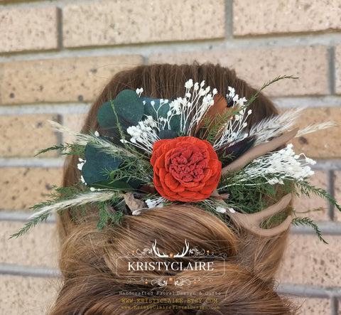 Thank You So Much For The Custom Order Heather! ❤️ Everything turned out so pretty! 😍 Bouquets, Hair Combs & Boutonnieres with Rust Colored Sola Wood Flowers, Babysbreath & Eucalyptus Greenery. WWW.KRISTYCLAIRE.ETSY.COM  www.kristyclairefloraldesign.com  #weddingideas #weddingdesign #weddingboutonniere #weddinginspiration #bridalbouquet #weddingbouquet #newmexico #cabin #cabinwedding #cabinlife #rustic #rusticwedding #rust #rusticdecor #eucalyptus #etsyseller #etsyshop #country #countrywedding #barn #western #solawood #antler #antlerdecor #antlerart #babysbreath #grass