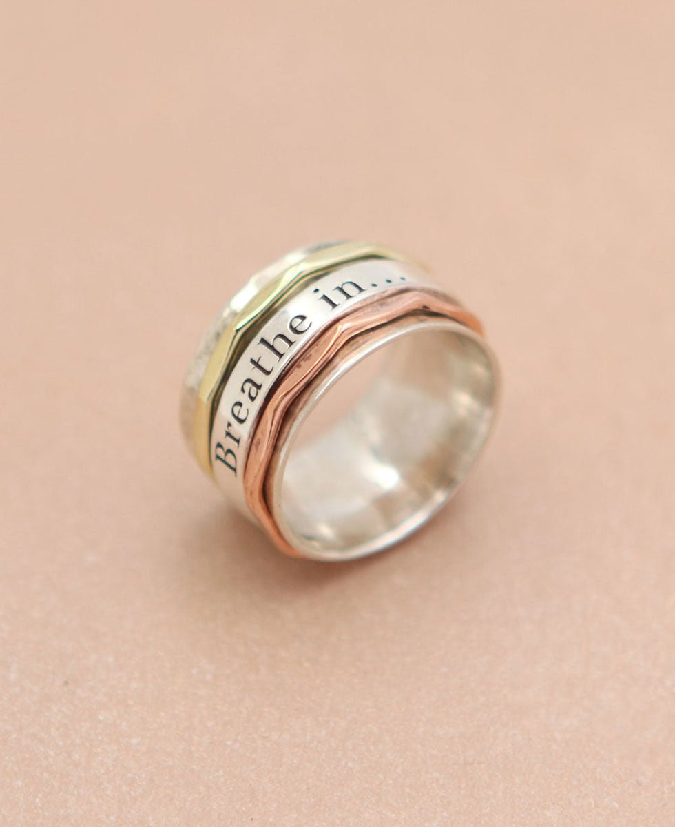 Breathe In, Breathe Out Spinning Meditation Ring