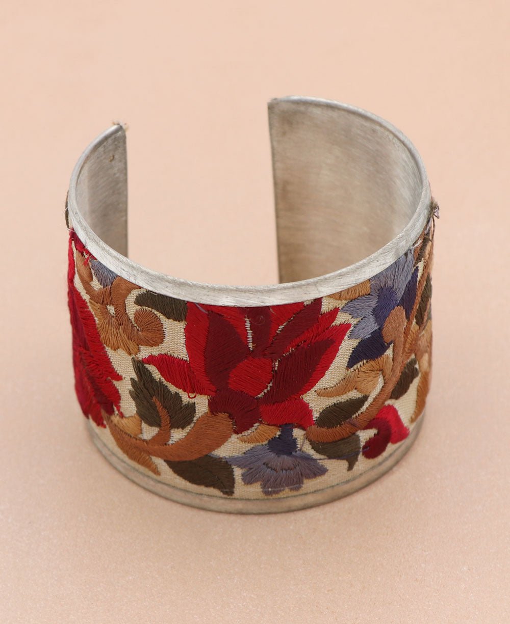 Enlightened Thought Enamel Multi Gemstone Lotus Cuff