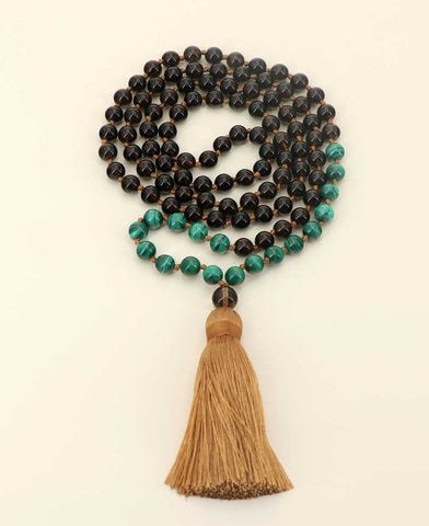 108 Beads Meditation Mala with Counters, Bone Inlay