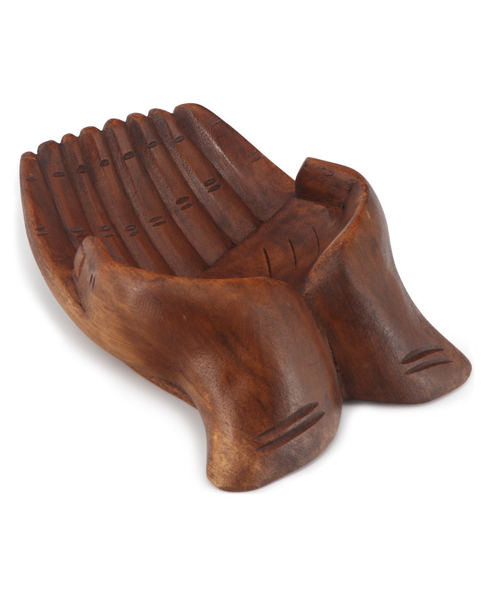 Giving Hands Wooden Statue and Display Bowl – Buddha Groove