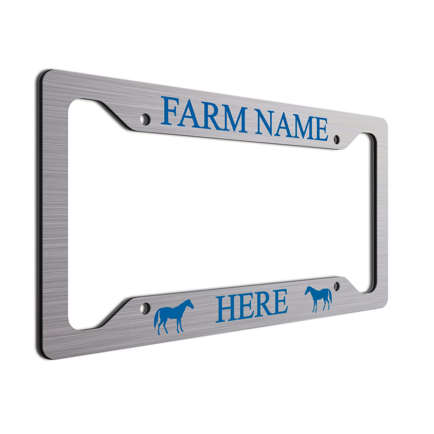 Personalized License Plate Frame for farmers. Choice of colors. Beautiful Brushed Aluminum. Your farm or ranch name will shine!