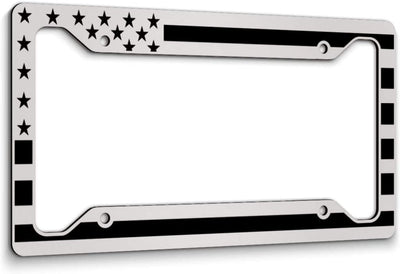 Thin Red Line License Plate Frame Black American Flag License Plate Frames,Decorative Car Tag Frames Aluminum Metal License Plate Holder for US