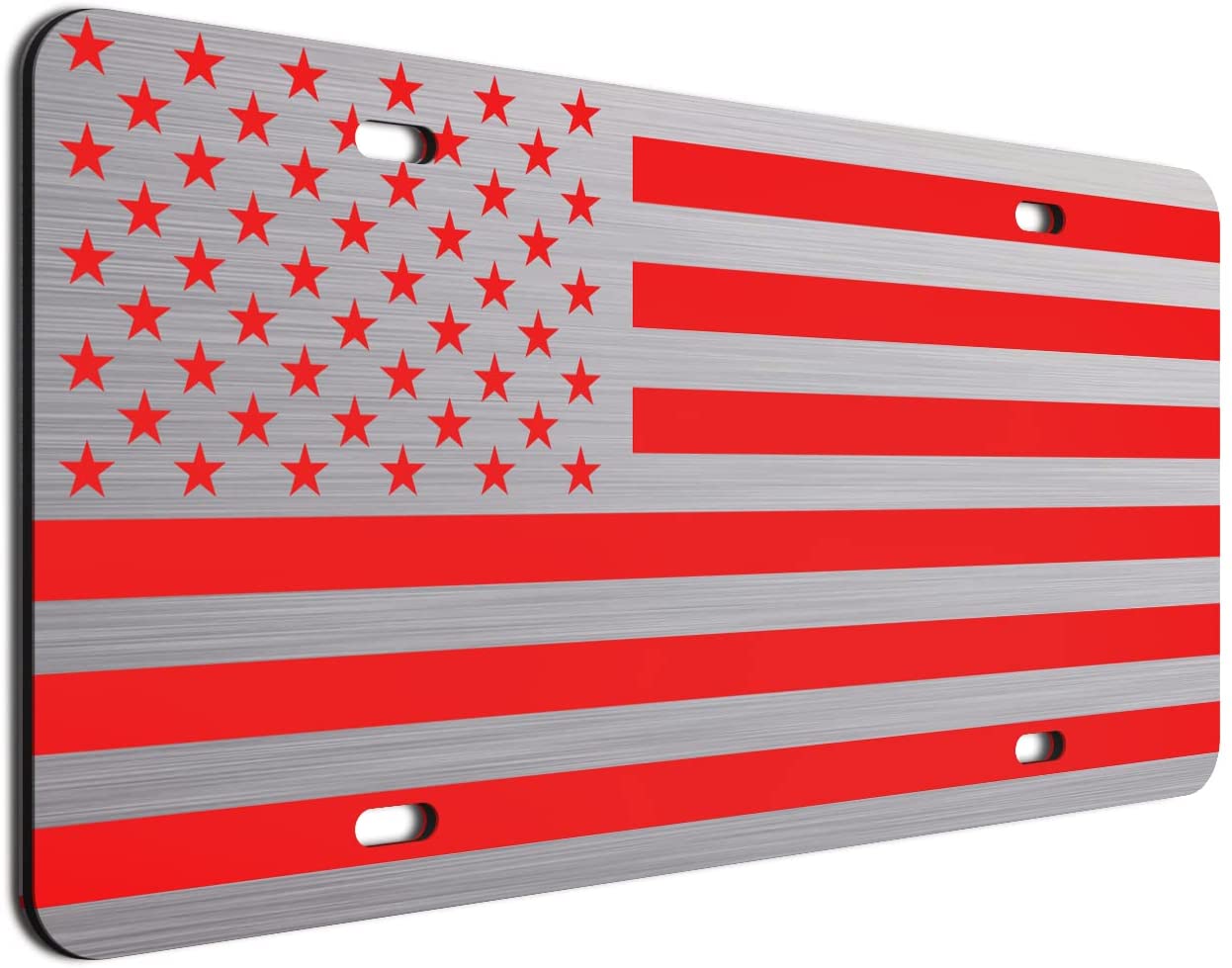American Flag License Plate Brush Inverted Red