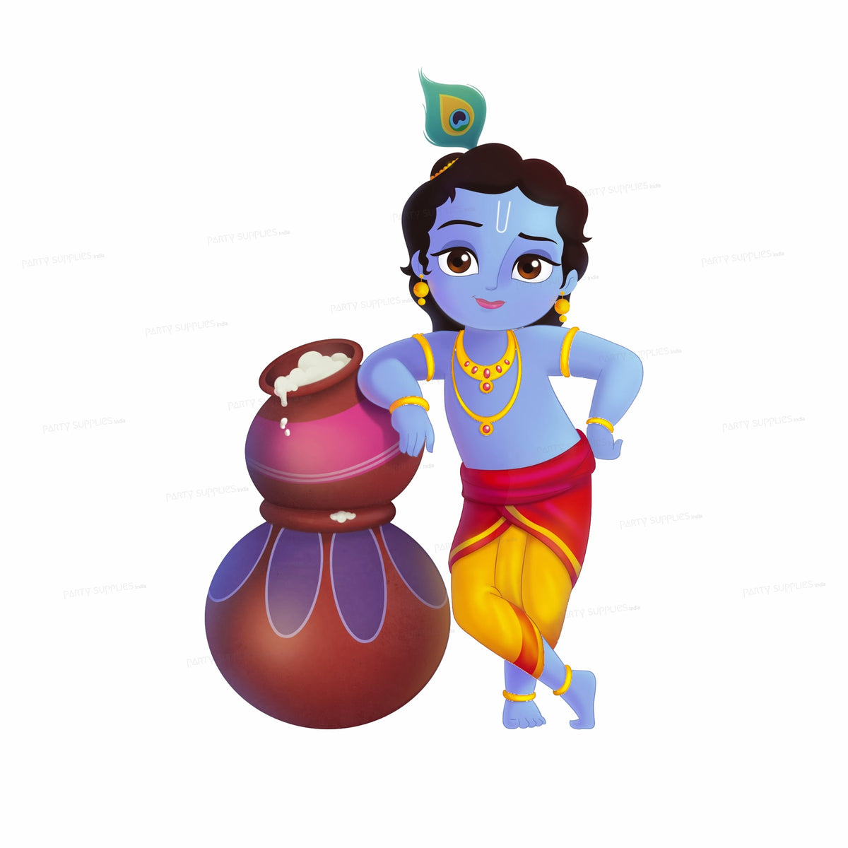 Little Krishna Standing with Pot Theme Cutout | Party Supplies India
