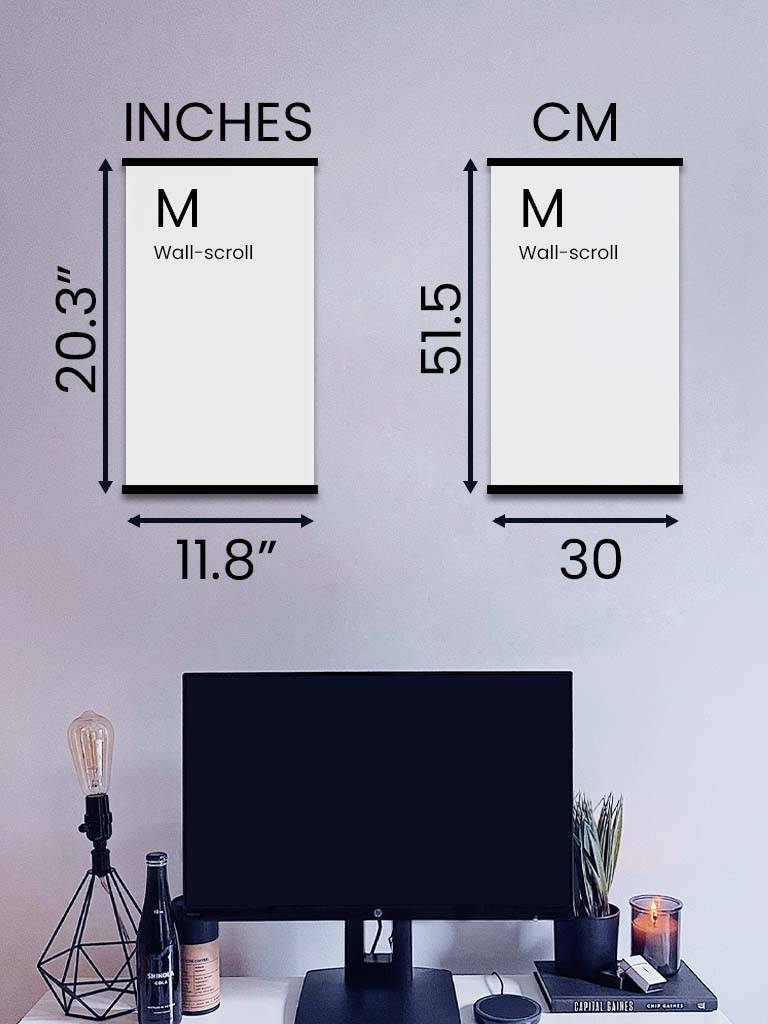 Size guide for medium portrait wall-scrolls