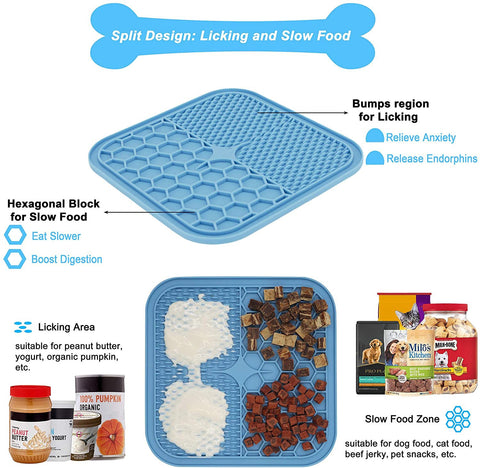 Lick Mat for Dogs Slow Feeder Licking Mat Anxiety Relief Lick Pad with  Suction Cups for Peanut Butter Food Treats Yogurt, Pets Bathing Grooming